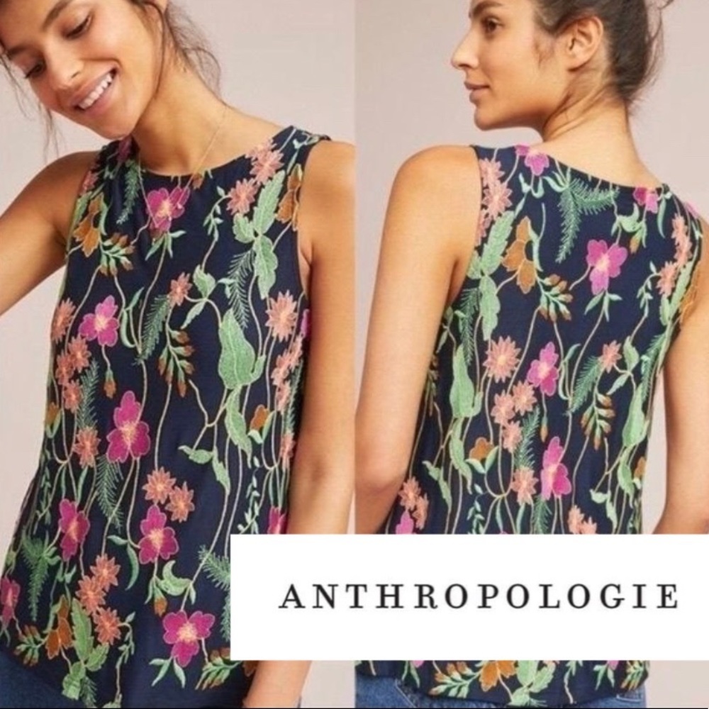 Anthropologie Meadow Rue Cartagena Embroidered Tank Top